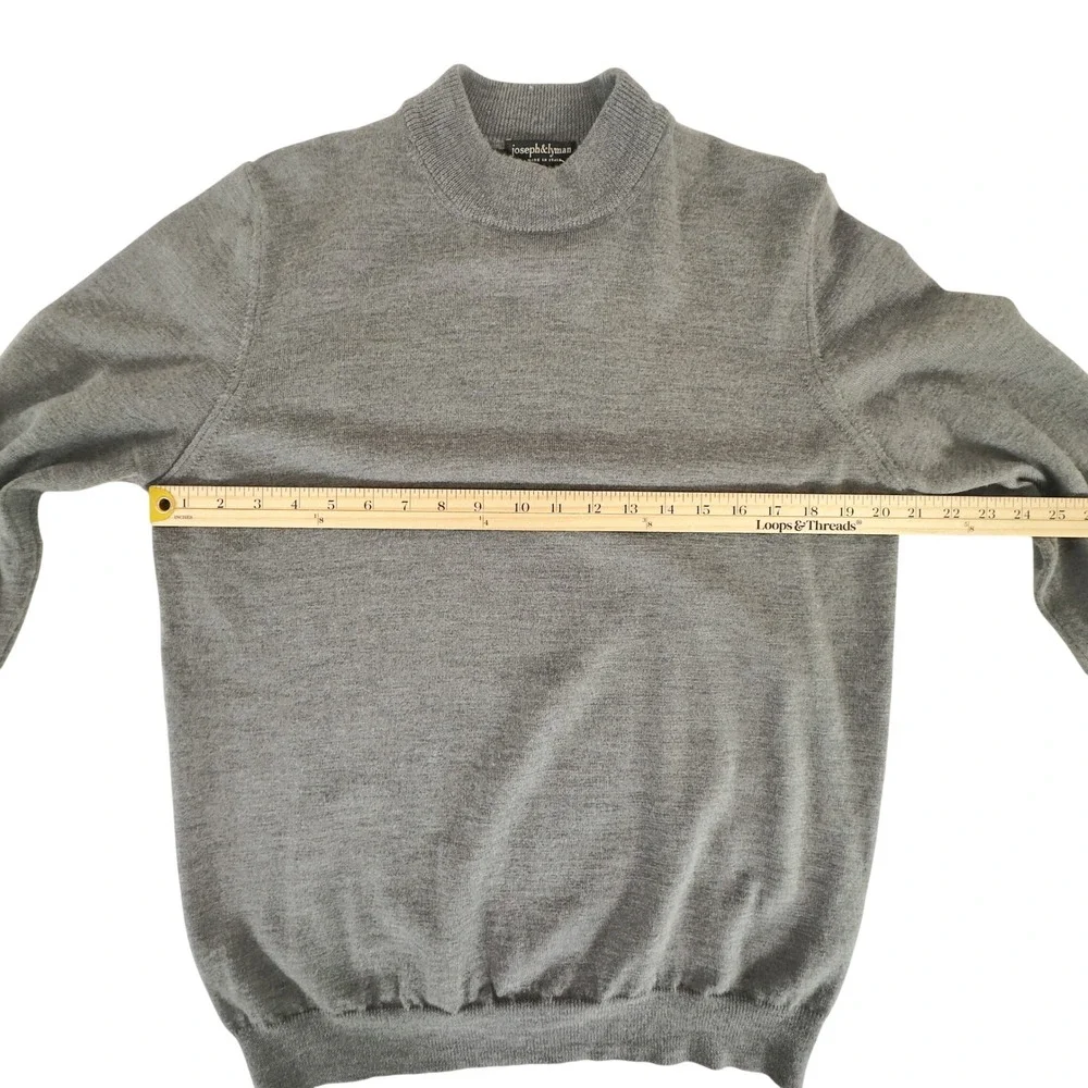 90s/00s Joseph & Lyman Mock Neck Sweater Gray‎ Merino Wool Medium
